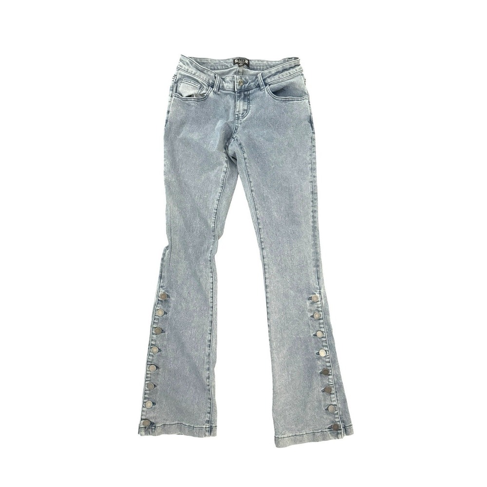 Vintage Y2K Flare Leg Jeans Snap Leg Women's Size 2 Lightwash Stretch Denim